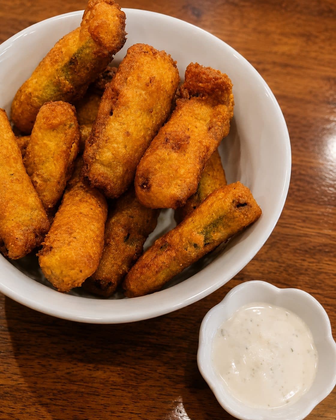 Fried jalapeño poppers with ranch