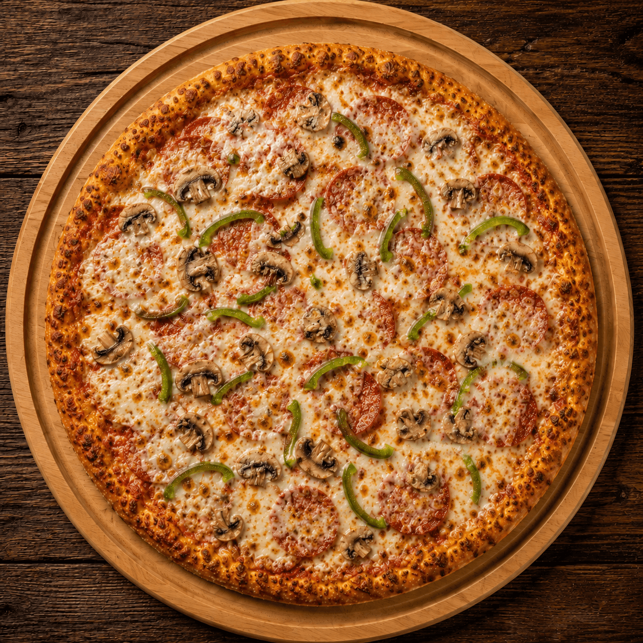 11. Pepperoni, Mushroom & Green pepper